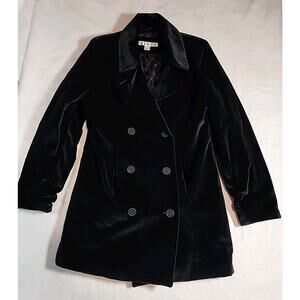 Vintage Larry Levine Black Cotton Velour Car Coat Size Small (READ)